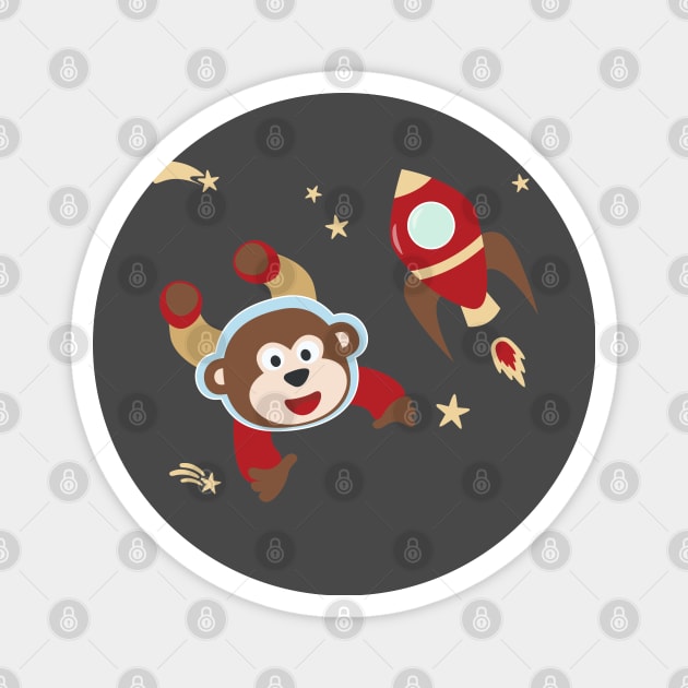 Space monkey or astronaut in a space suit with cartoon style Magnet by KIDS APPAREL